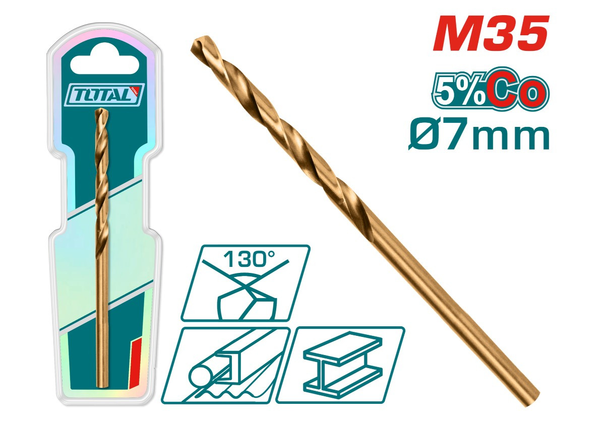 Кобальтовое сверло HSS CO-M35 7 мм TOTAL TAC11207001