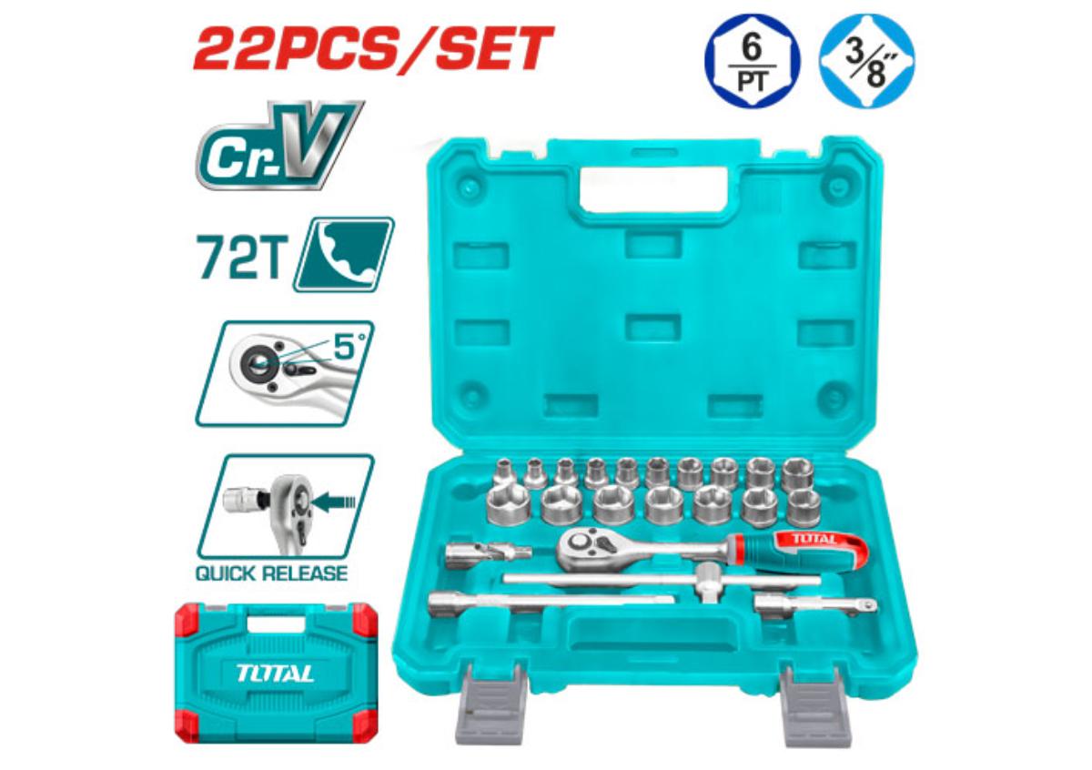 Գլխիկների հավաքածու  3/8” (22 հատ) TOTAL THT381221
