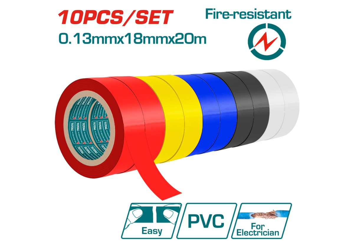 Изолента клейкая ПВХ 20м TOTAL THPET1013