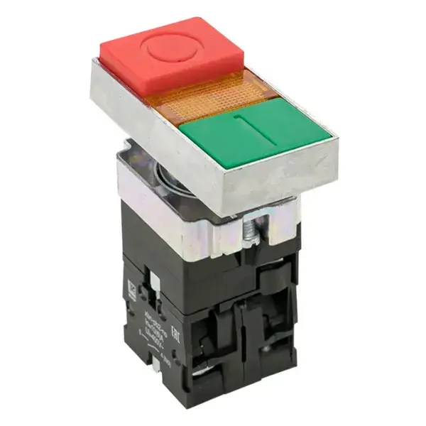 Кнопка прямоугольная с подсветкой START–STOP I–O NO+NC 220В LAY5 IEK