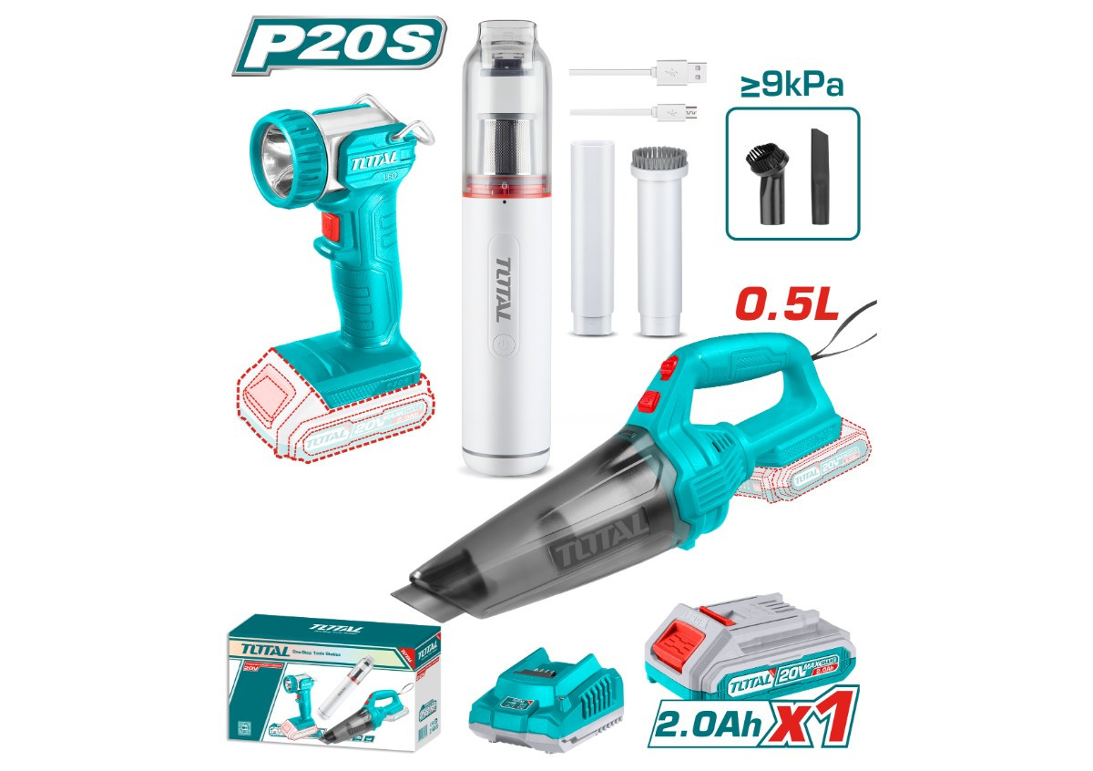 Կոմբո հավաքածու․ 2հ մարտկոցային փոշեկուլ (TVLI1106,TVLI201261), աշխատանքային լապտեր (TWLI2038)TOTAL