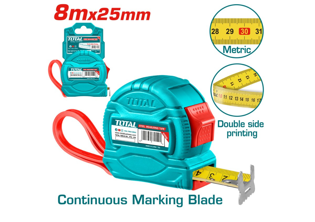 Մետր 8մx25մմ TOTAL TMT34825M