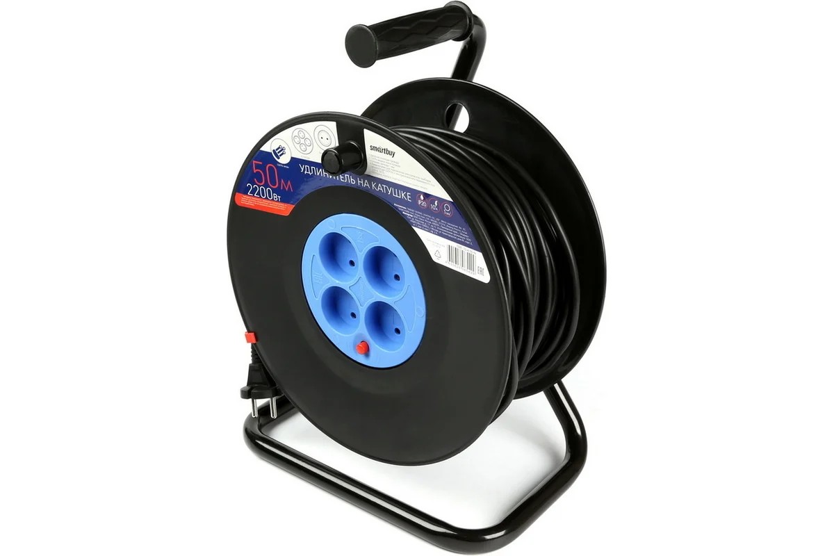 Удлинитель на 4 розетки, рулон 50 метров SMARTBUY