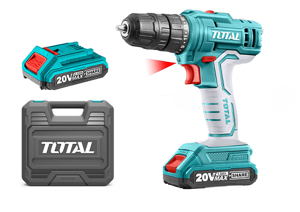 Аккумуляторный шуруповёрт  20 В 45 Нм (с 2 аккумуляторами, зарядным устройством) TOTAL TDLI20012