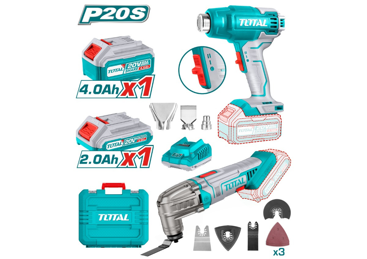 Комбинированный набор: фен, реноватор, аккумуляторы и зарядное устройство TOTAL TOSLI230705