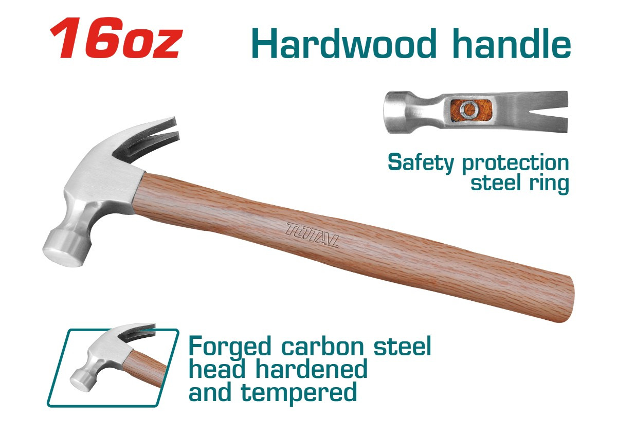 Մուրճ մեխահան փայտե պոչով TOTAL THTW7316