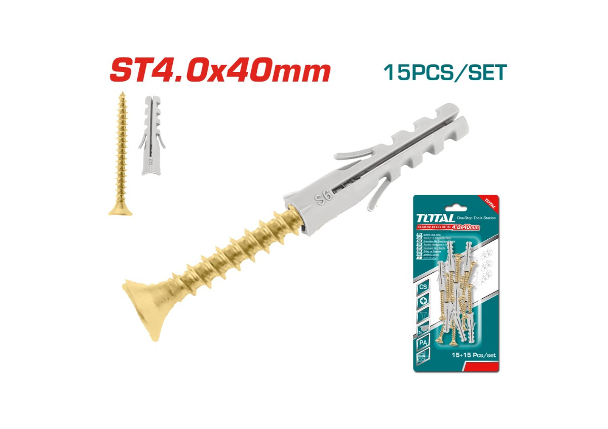 Դյուբել պտուտակ 4.5x40մմ տուփում՝15հտ TOTAL WJSPK4504512