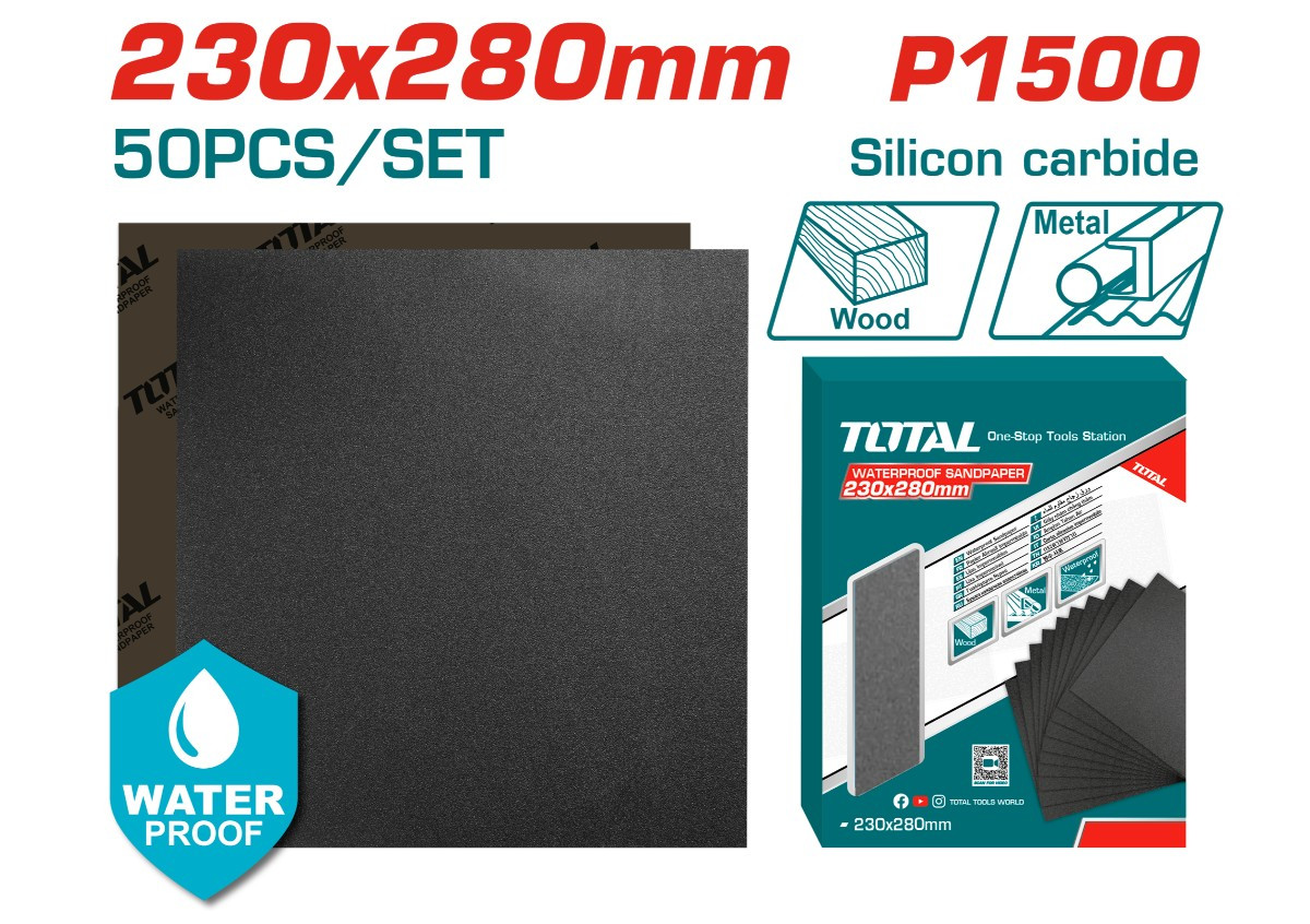 Набор наждачной бумаги(шкурка) 50шт P1500 230x280мм TOTAL TAC150016