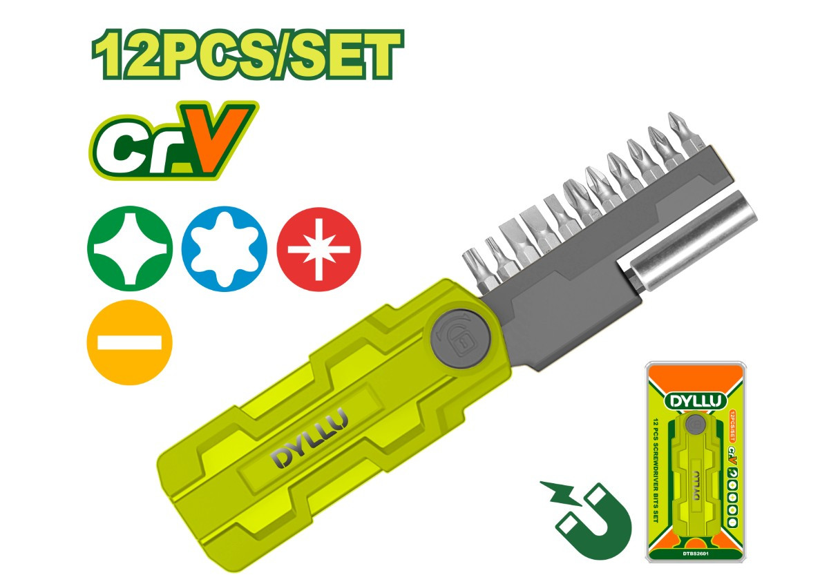 Պտուտակադարձիչի բիթերի հավաքածու (12 հատ) DYLLU DTBS2601 25մմ