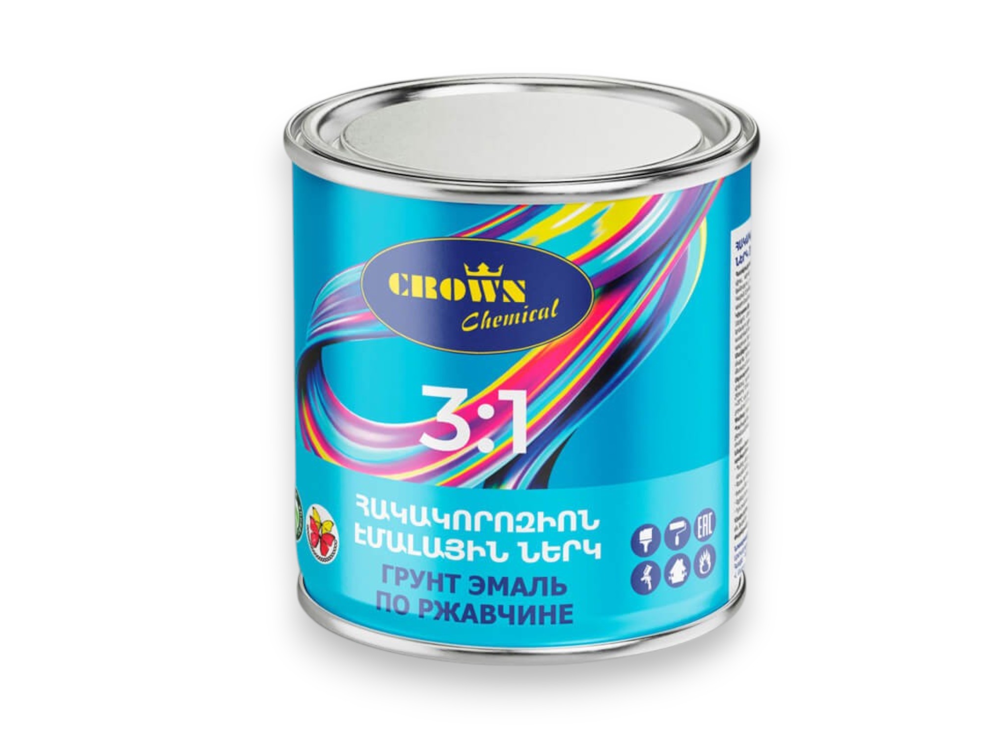 Հակակոռոզիոն ներկ (փայլուն) 3։1  2,7 կգ CROWN