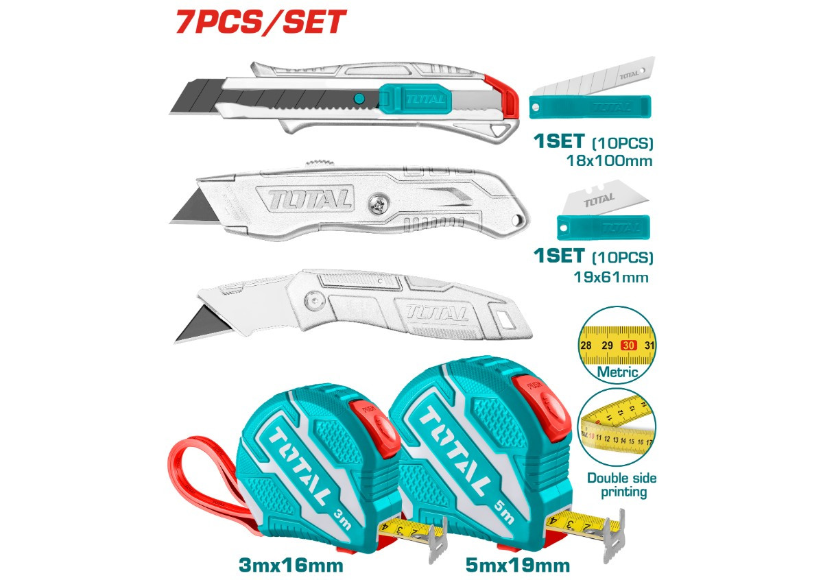 Измерительная лента и набор ножей TOTAL TOS23039