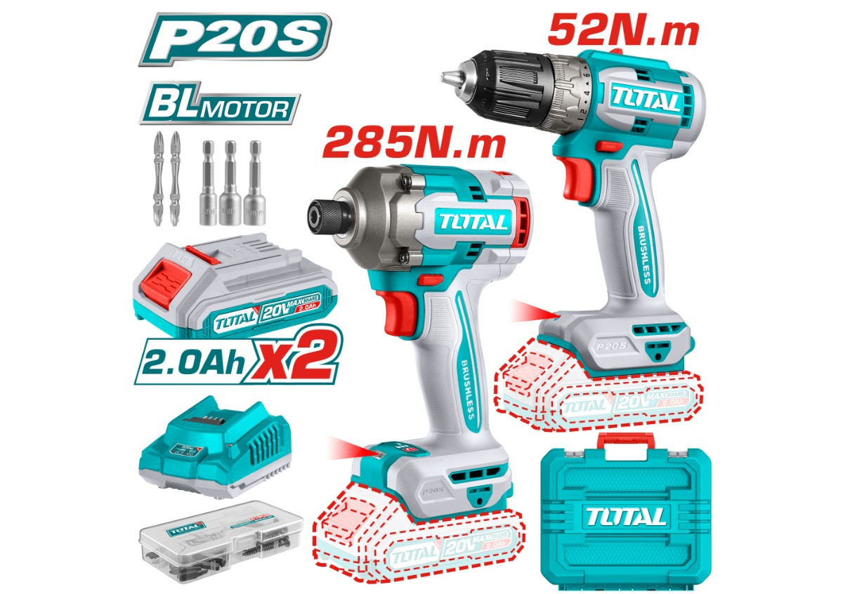 Կոմբո հավաքածու մարտկոցային․ պտուտակադարձիչ (TDLI204531), հարվածային գայկավյորտ (TIRLI2028) 2 մարտկո