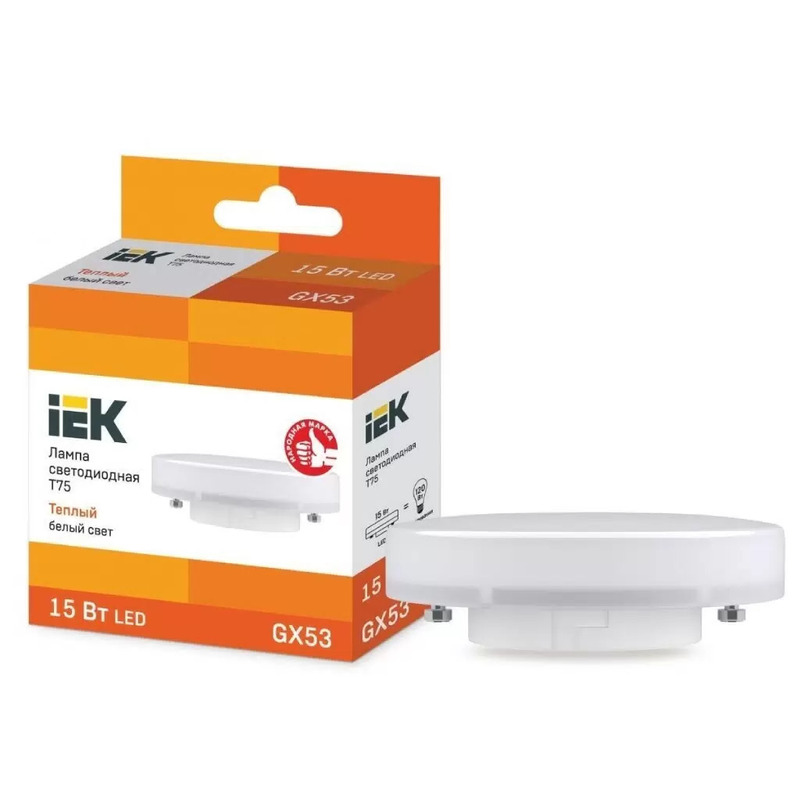 LED лампа  T75 GX53 15w 3000k таблетка IEK