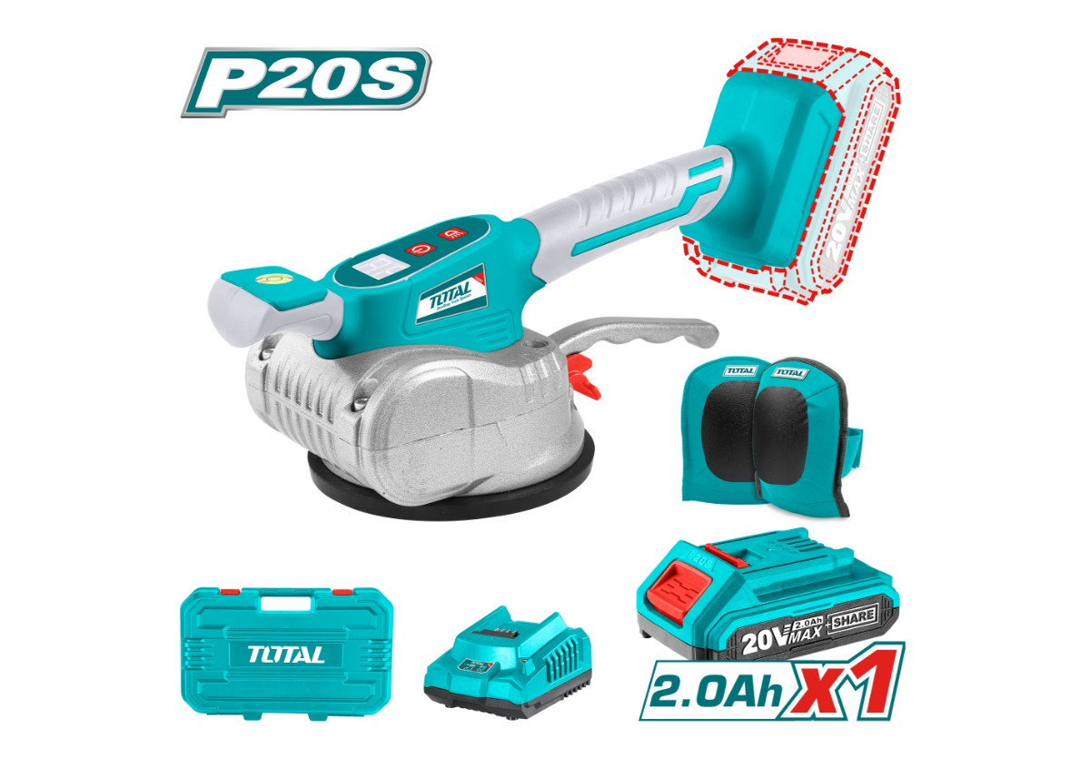 Սալիկի վիբրացիոն սարք (մարտկոցով, լիցքավորիչով) 20Վ 125մմ TOTAL TTVLI20101