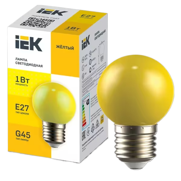 LED լամպ  G45 1 w E27 դեղին դեկորատիվ IEK