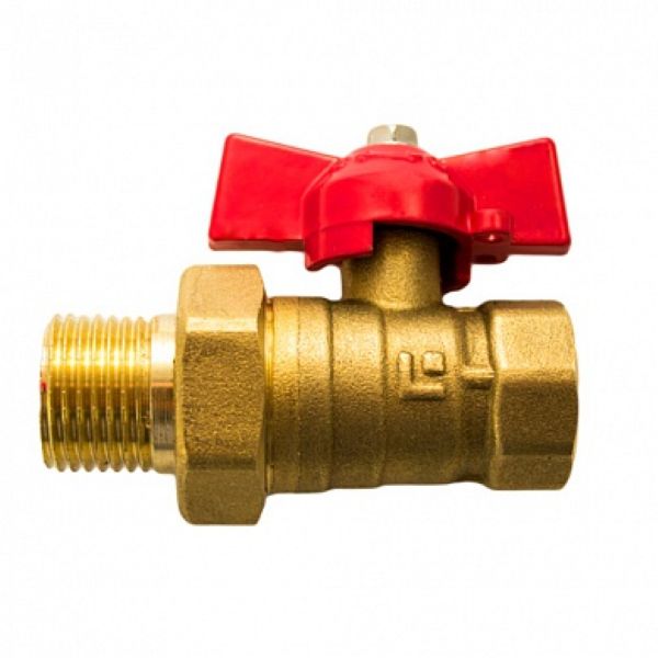 Кран шаровой 20 накидная гайка с полусгоном (бабочка) 11Б27п1 STI