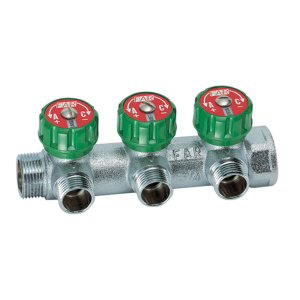 Կոլեկտոր կարգավորվող 3/4" ՆՊ-ԱՊ, 3x1/2" EU, հարթ խց. ներդիրով FAR