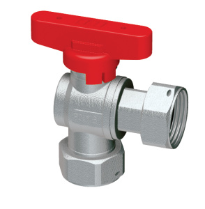 Փական կլոր քրոմ. 3/4", վերին պտուտակ, թիթեռաձև բռնակ, կարմիր, անկյուն. FAR