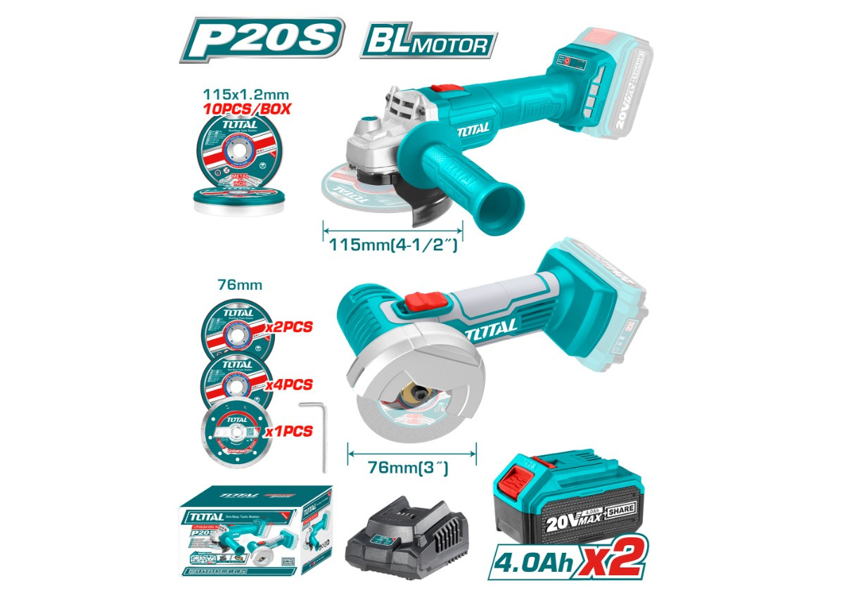 20В УШМ и инструмент для резки TOTAL TOSLI2211415