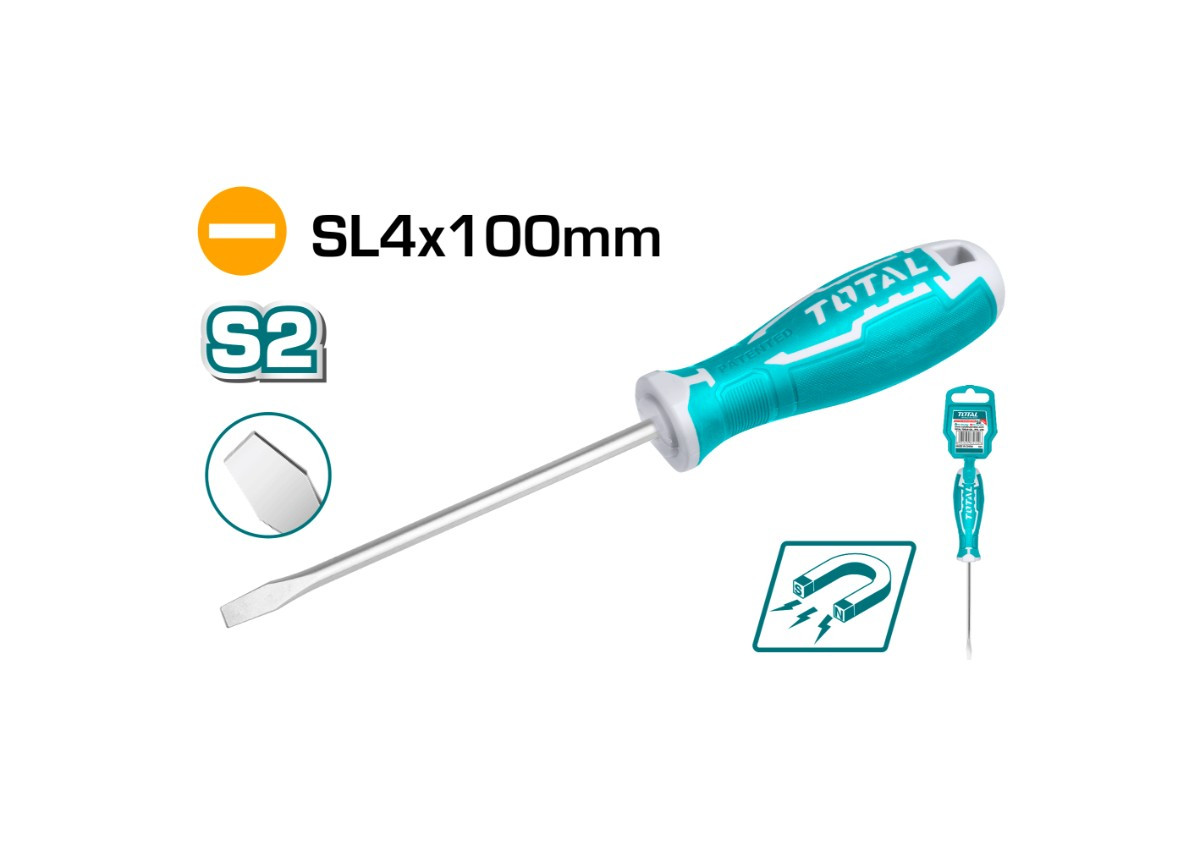 Отвертка шлицевая SL 4x100 mm TOTAL THT264100