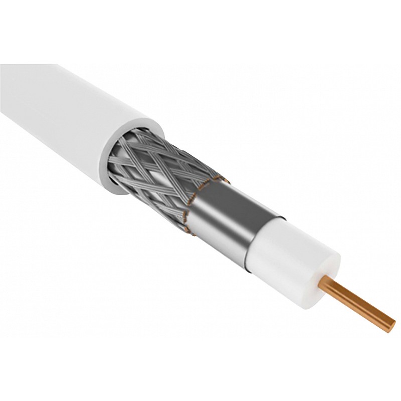 Кабель коаксиальный (медь) RG6 CCS 75Ом FPE PVC белый (100м) GENERICA