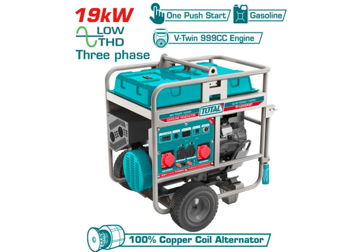 Бензиновый генератор 19,0 кВт Фазы: три  TOTAL TP1200006T