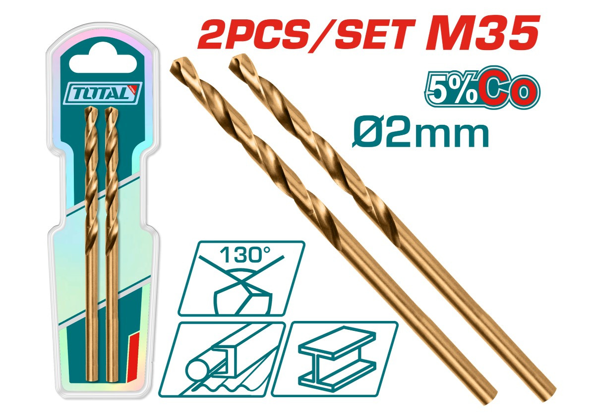 Кобальтовое сверло HSS CO-M35 2 мм TOTAL TAC11202001