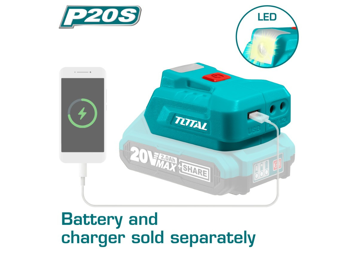 Լիցքավորիչ լիթումային USB 20V TOTAL TUCLI2022