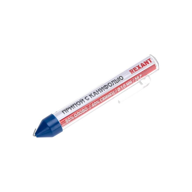 Припой с канифолью 10 г d=2.0мм (олово 60%, свинец 40%) колба Rexant