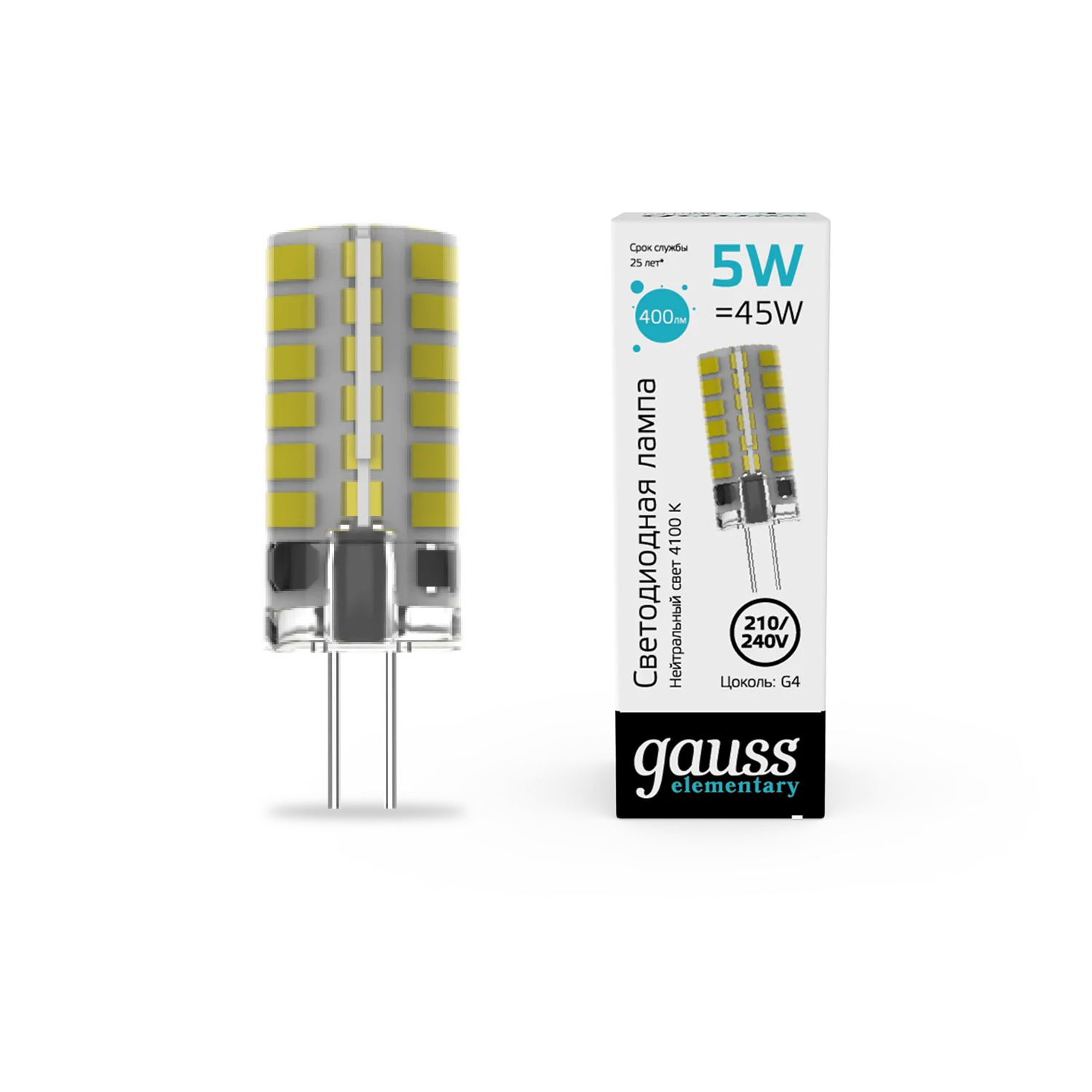 Lամպ G4 Elementary 5W 4100K 400Lm Gauss