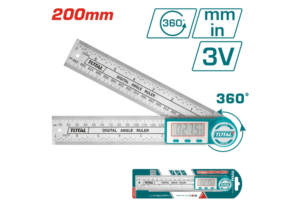 Թվային անկյունային քանոն 0-360° TOTAL TMT333601