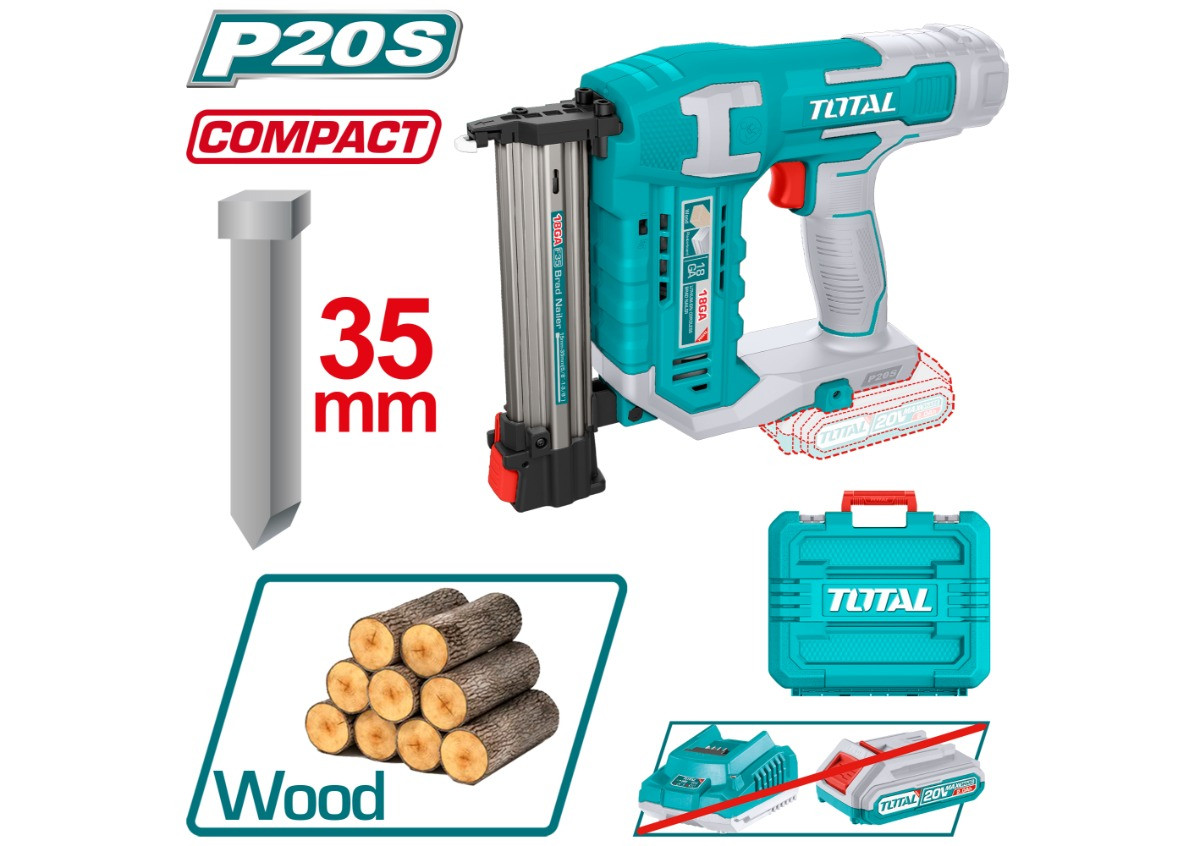 Ատրճանակ մեխ կրակող մարտկոցային 20Վ 35մմ (105 հատ մեխ) TOTAL TCBNLI3505