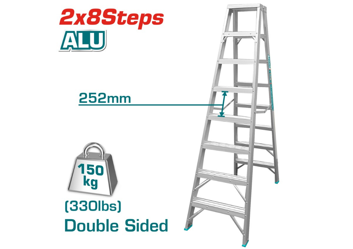 Երկկողմանի սանդուղք 2*8 քայլ TOTAL THLAD01081
