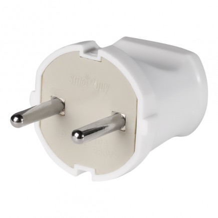 Вилка прямая белая 10А SBE-10-P04-W SMARTBUY