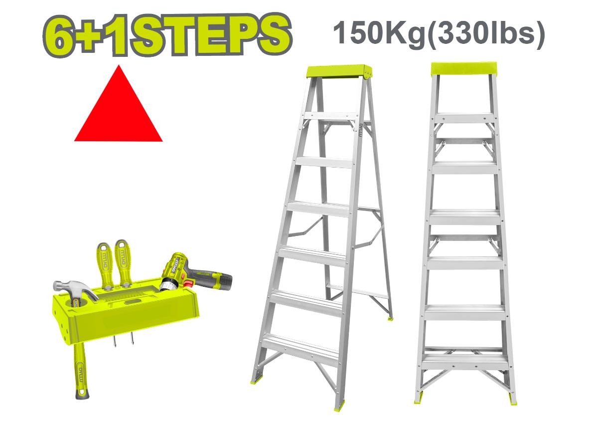 Стремянка  односторонняя 6+1 ступенька, 150 кг DYLLU DTLD2H06
