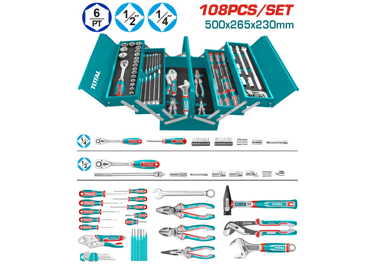 Набор инструментов (шкурка) 108шт TOTAL THTCS121081