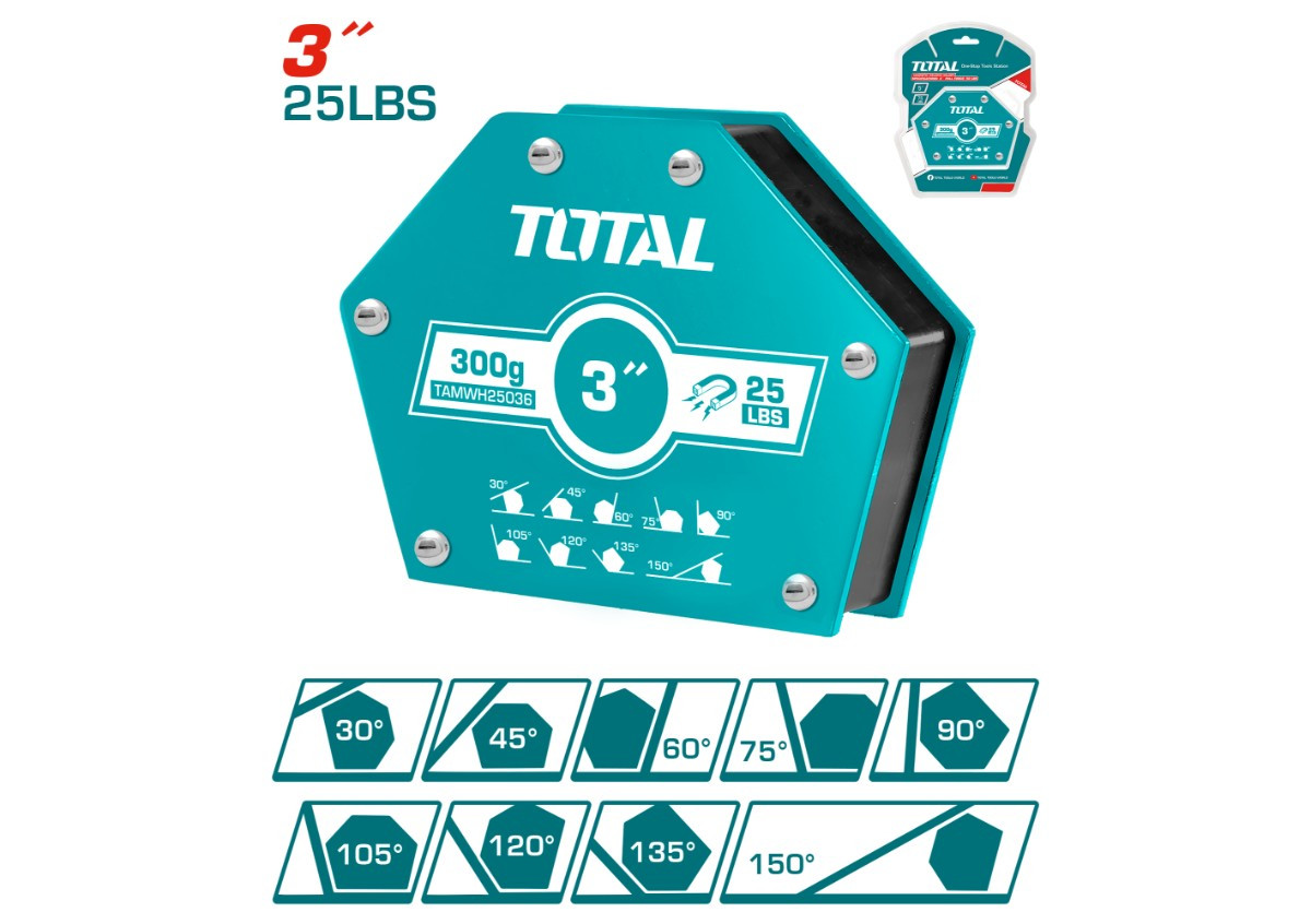 Եռակցման մագնիս 6 անկյուն 3'' TOTAL TAMWH25036