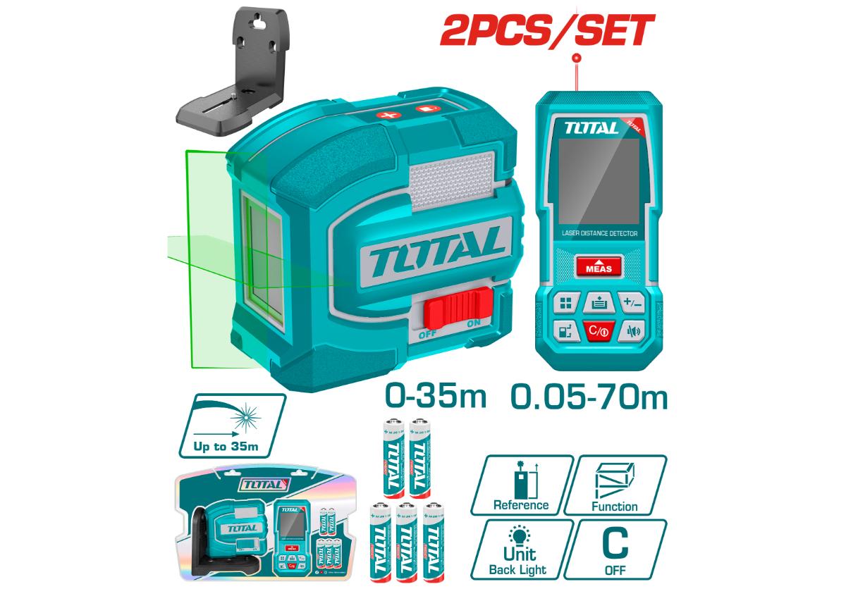 Лазерный уровень и комплект для измерения расстояния TOTAL TOSLL0401