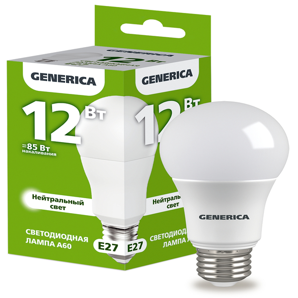 LED լամպ A60 12 w 4000K E27 GENERICA