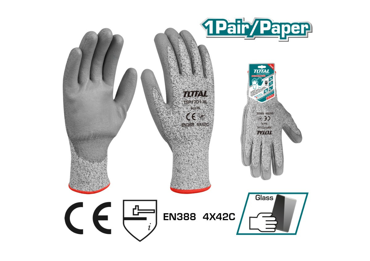 Աշխատանքային ձեռնոց պաշտպանական TOTAL TSP1701-XL