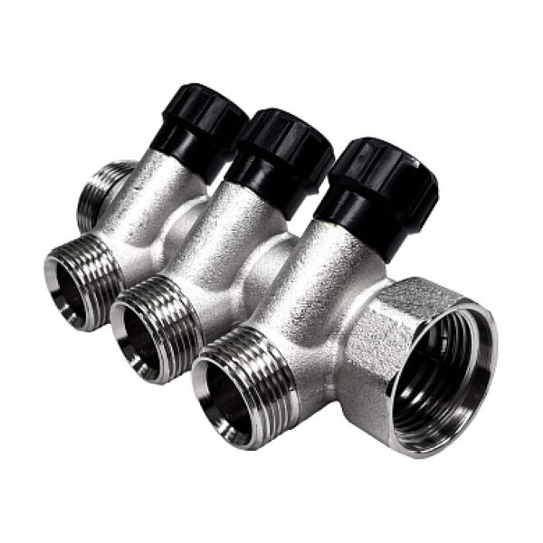 Коллектор регулирующий  ГШ 1" (НР 3/4"х3 вых.) STI