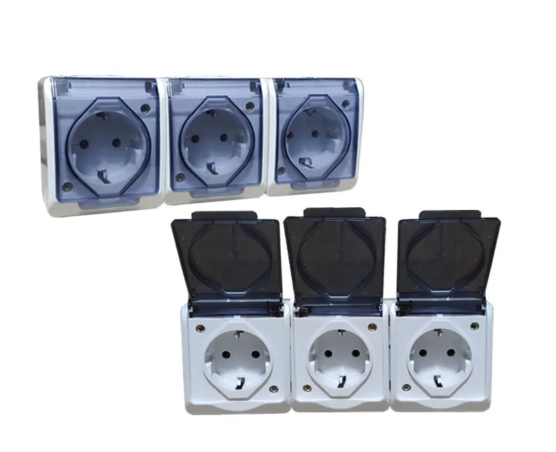 Էլ. վարդակ փակվող արտաքին 3տեղ հողանցումով (կերամիկական) Granit