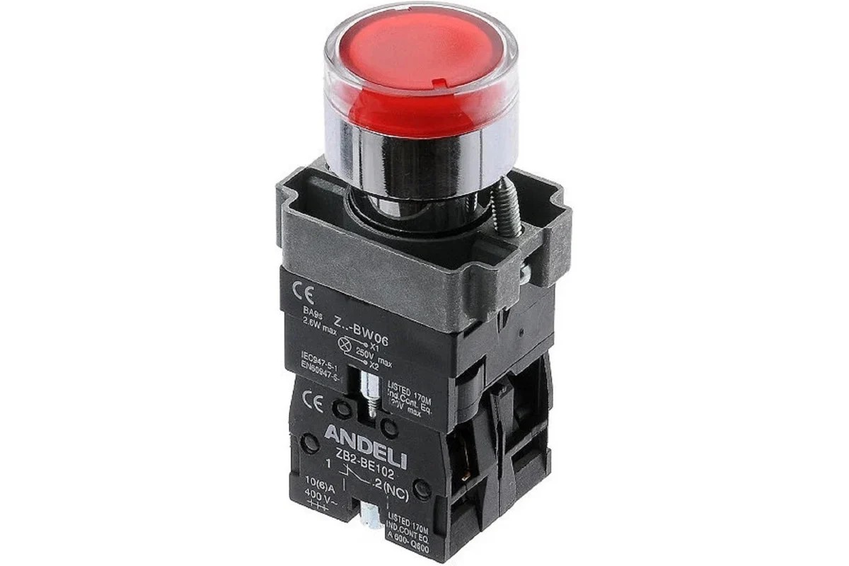 Кнопка с красной подсветкой XB4-BW34655 ANDELI
