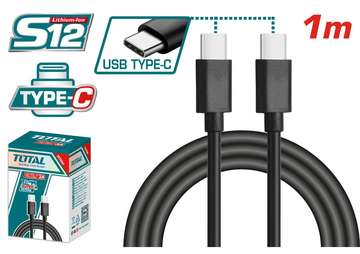 Кабель USB Type-C-C, 1 м TOTAL TIUCC02