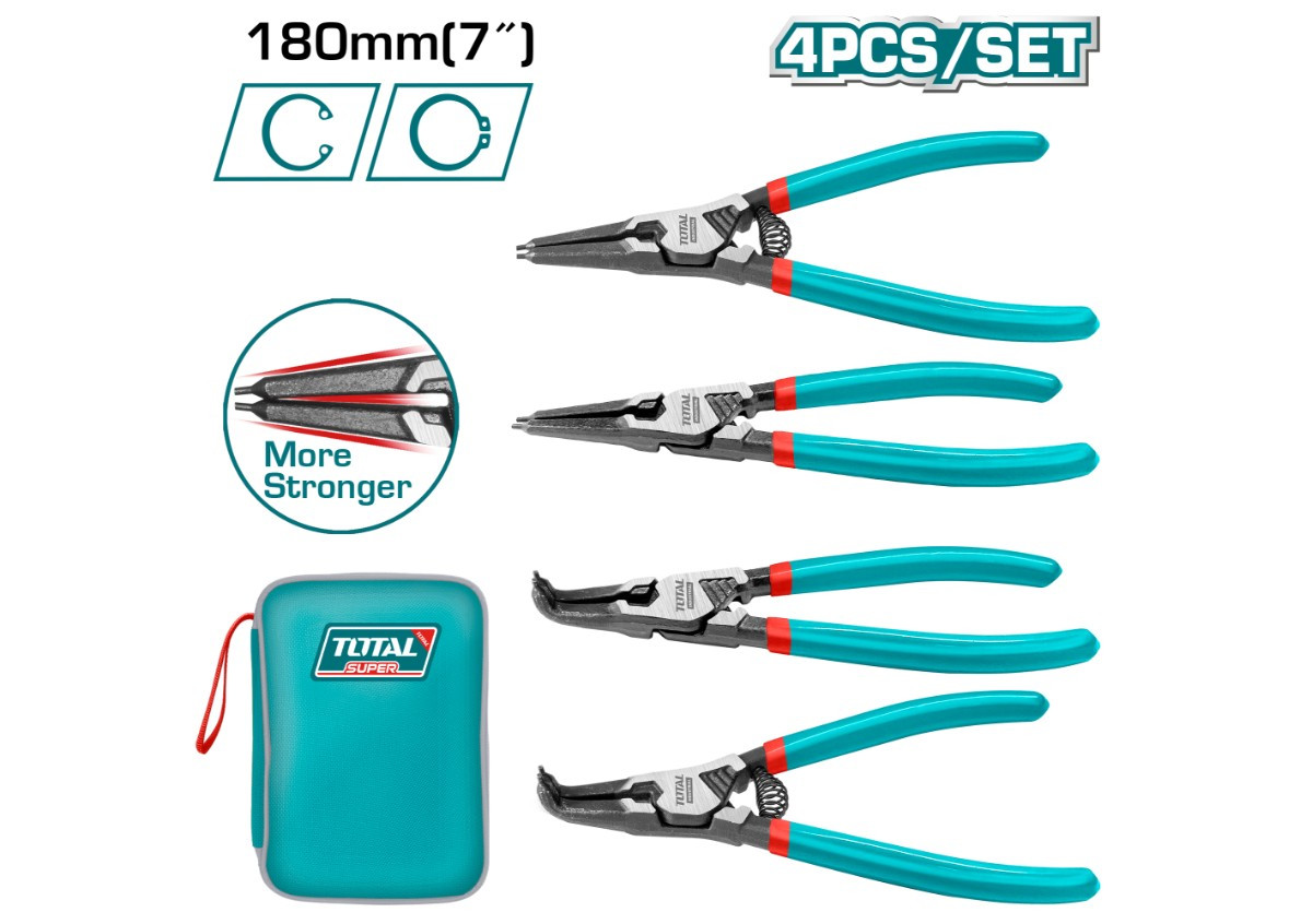 Набор клещей для стопорных колец из 4 предметов 7дюймов  TOTAL THTJ214042