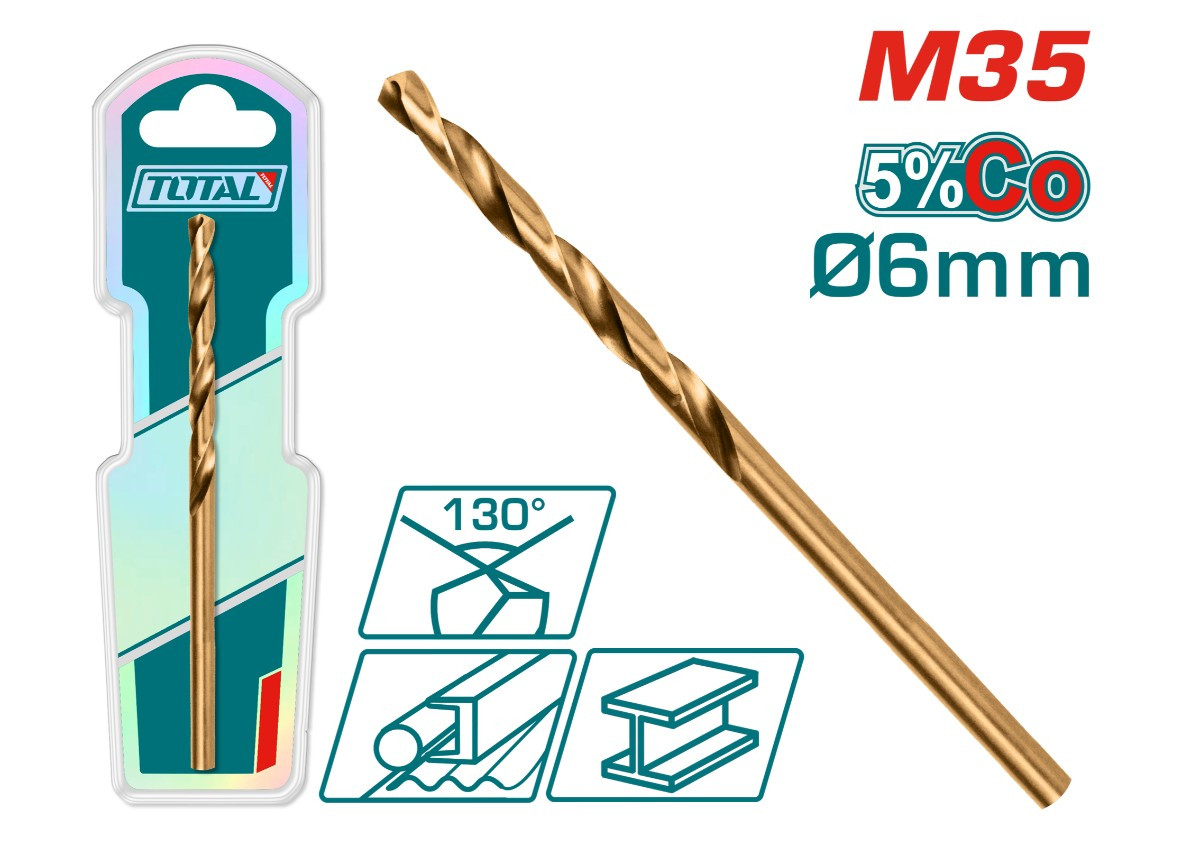Кобальтовое сверло HSS CO-M35 6 мм TOTAL TAC11206001