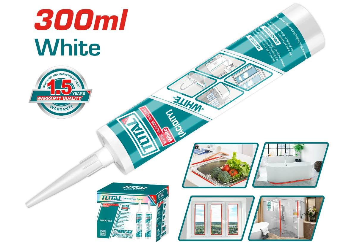 Герметик силиконовый  белый 300мл TOTAL THT3511