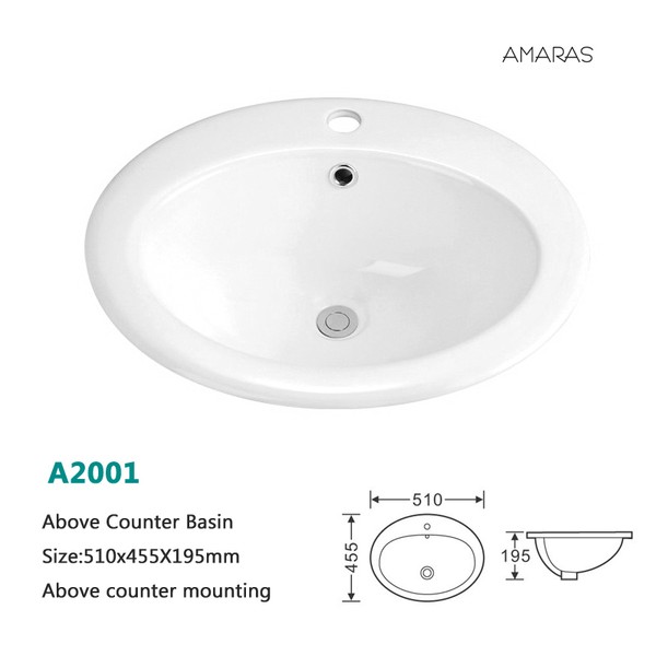 Раковина встраиваемая  HIGH 510*455*195 A2001-3 Amaras