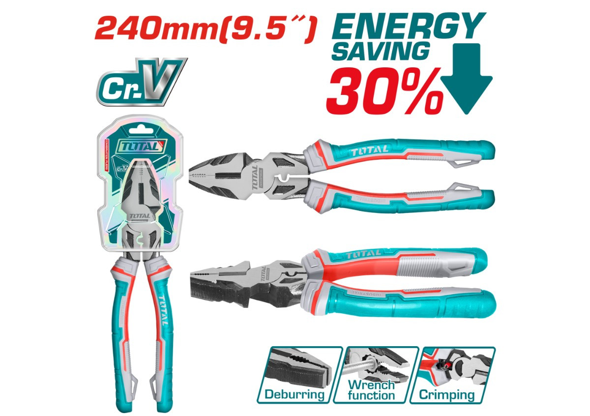 Комбинированные плоскогубцы высокопрочные 240 мм TOTAL THT210906S