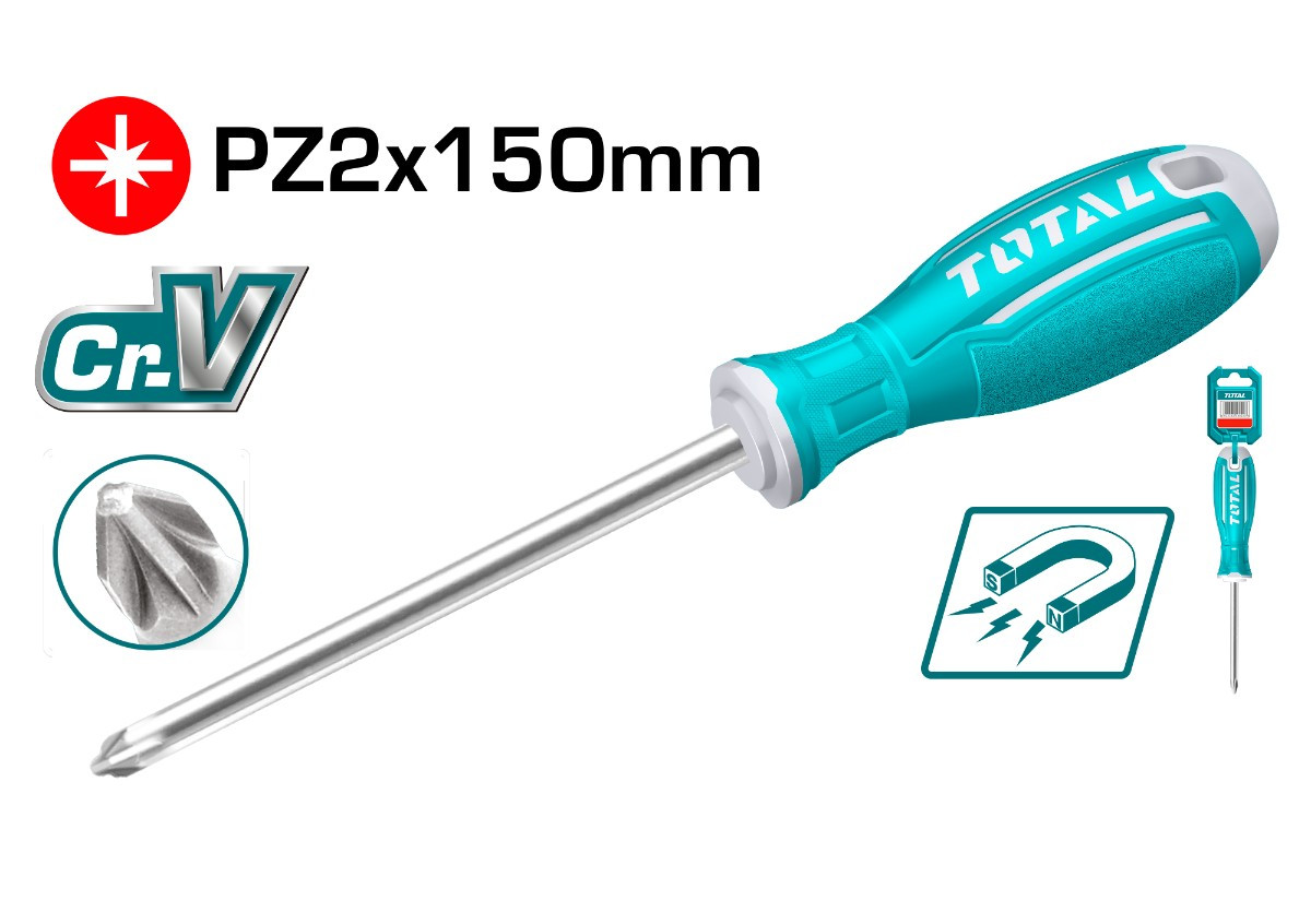 Крестообразная отвертка Pz2x150mm TOTAL TSDRSPZ2150